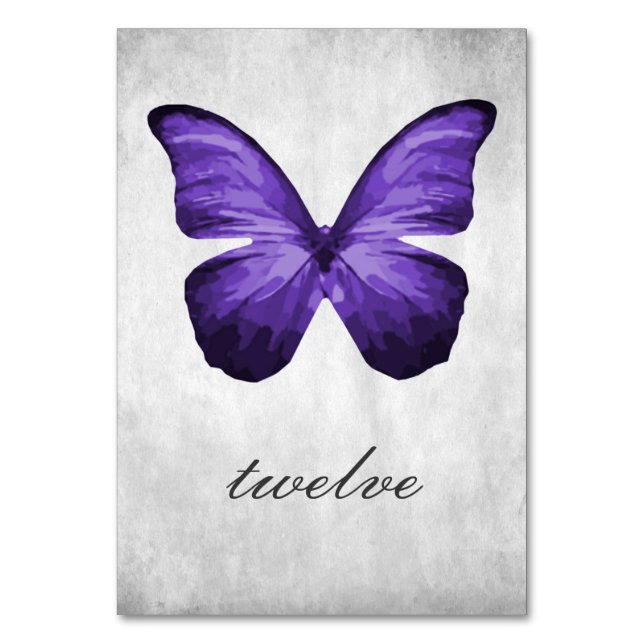 Purple Butterfly Table Number Card (Front)