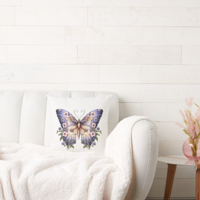 Purple butterfly throw pillow (Couch)