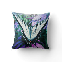 Purple Butterfly Throw Pillow