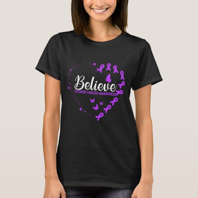 Purple Butterfly Thyroid Cancer Awareness T-Shirt (Front)