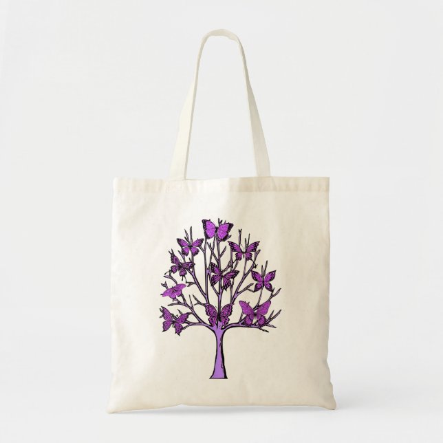 Purple Butterfly Tree of Life Butterflies  Tote Bag (Front)