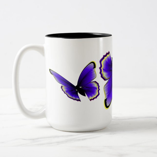 Purple Butterfly Two-Tone Coffee Mug (Left)