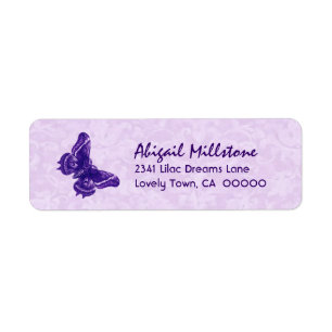 Purple Butterfly V004 Return Address Label