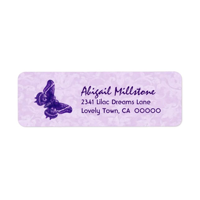 Purple Butterfly V004 Return Address Label (Front)
