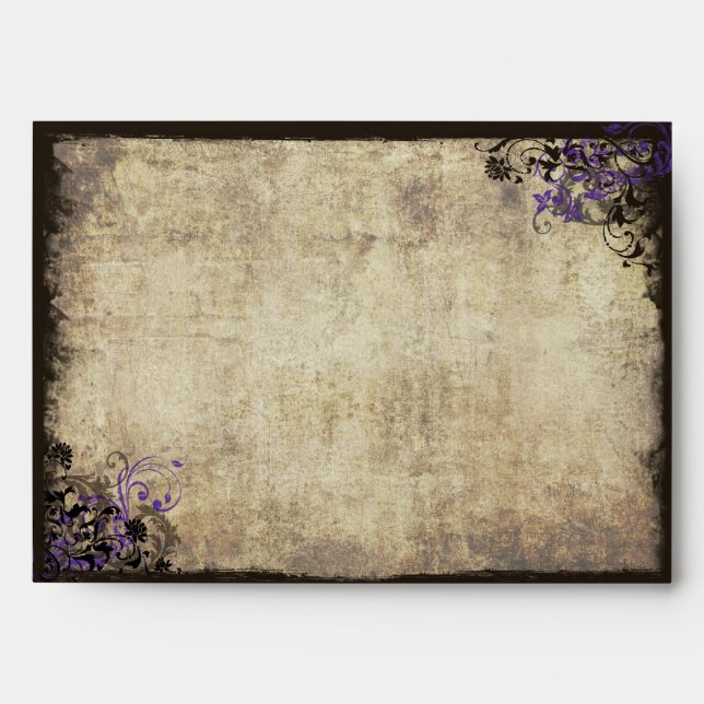 Purple Butterfly Vintage Wedding Envelope (Front)