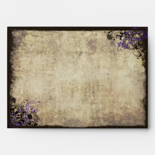 Purple Butterfly Vintage Wedding Envelope