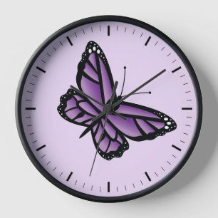 Purple Butterfly Wall Clock