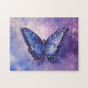 Purple Butterfly Watercolor Jigsaw Puzzle