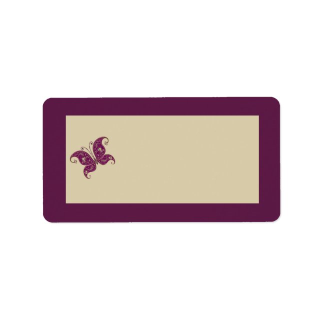 Purple Butterfly Wedding Mailing Address Label (Front)