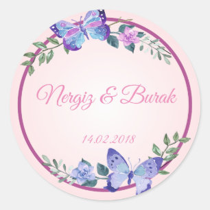 purple butterfly wedding to sticker