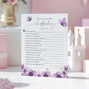 Purple Butterfly Who knows Mummy best? Game Card