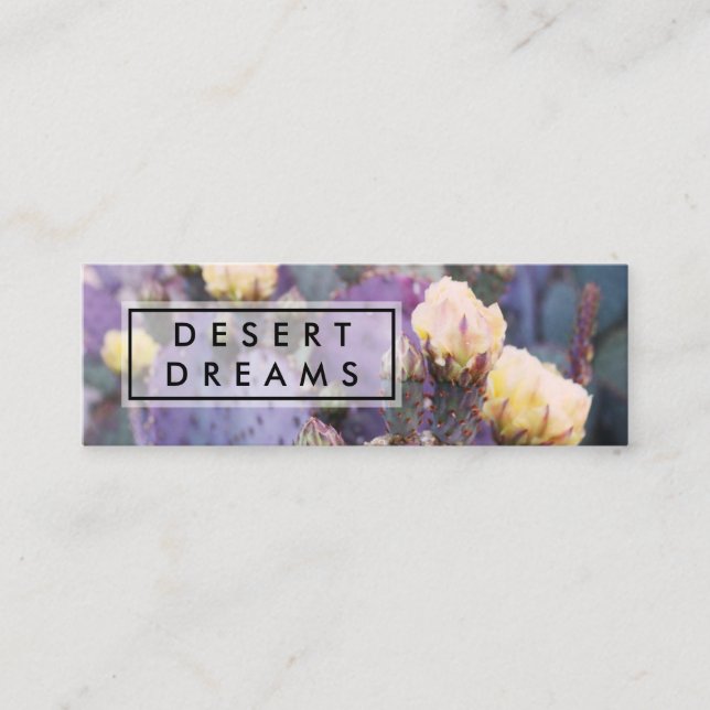 Purple Cactus Flower Desert Garden Photo Travel Mini Business Card (Front)