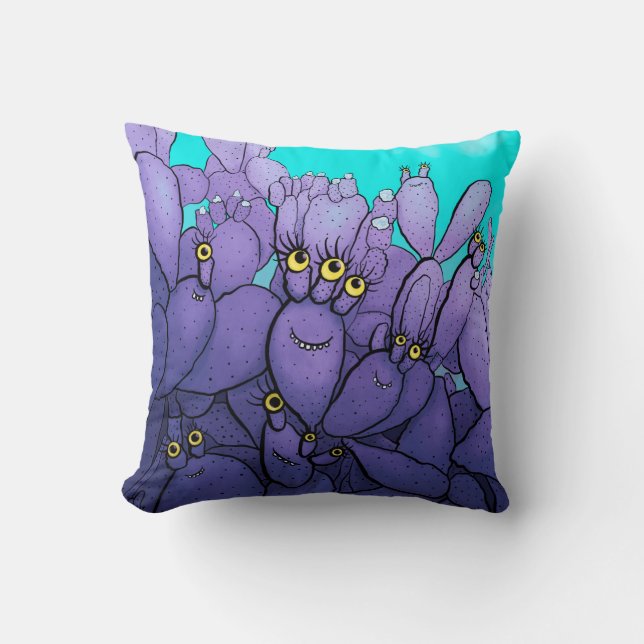 Purple Cactus Funny Succulent Cushion (Front)