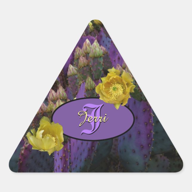 Purple Cactus With Yellow Flowers Envelope Seals (Front)