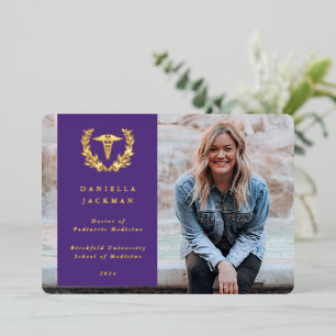 Purple Caduceus Medical Graduation Announcement