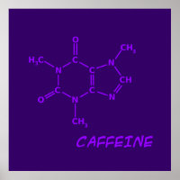 Purple Caffeine Molecule Poster