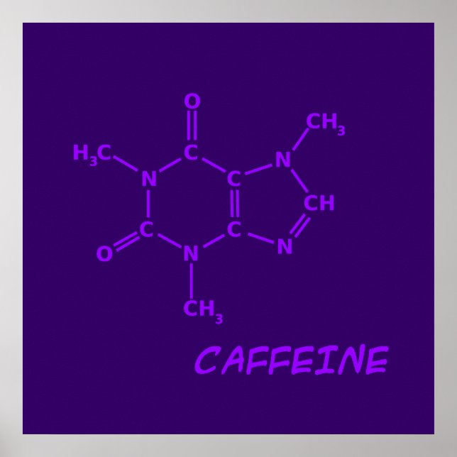 Purple Caffeine Molecule Poster (Front)