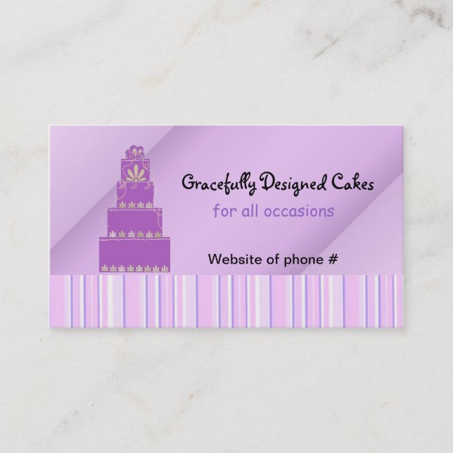 Purple Cake and Stripes Business Card (Front)