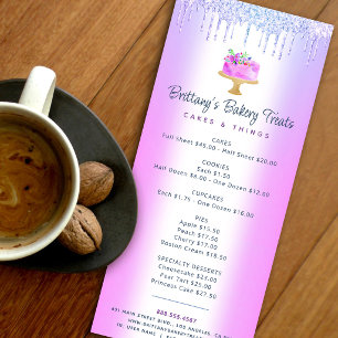 Purple Cake Bakery Glitter Drips Pastry Chef Menu
