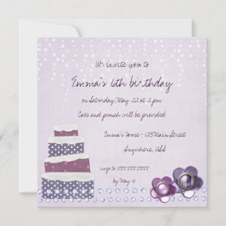 Purple Cake Invitation