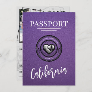 Purple California Passport Save The Date
