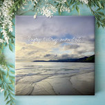 Purple California Sunset Photo Enjoy Every Moment Ceramic Tile<br><div class="desc">“Enjoy every moment.” This dramatic coastal Pismo Beach, California, wide, pristine, sandy beach landscape, taken close to sunset exudes peacefulness and solitude. Here you’ll find the surfers waiting for the perfect wave as well as the small birds searching for their evening snack. Appreciate all the good things in your life...</div>