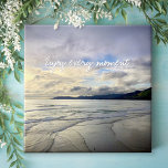 Purple California Sunset Photo Enjoy Every Moment Ceramic Tile<br><div class="desc">“Enjoy every moment.” This dramatic coastal Pismo Beach, California, wide, pristine, sandy beach landscape, taken close to sunset exudes peacefulness and solitude. Here you’ll find the surfers waiting for the perfect wave as well as the small birds searching for their evening snack. Appreciate all the good things in your life...</div>