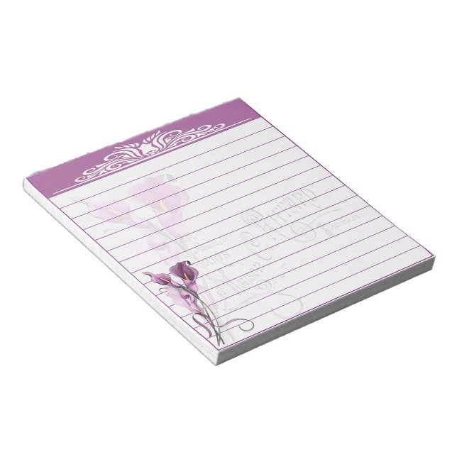 Purple calla lilies notepad (Angled)