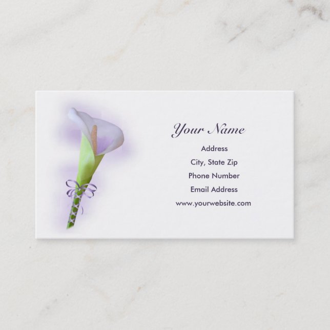Purple Calla Lily Business Cards (Front)