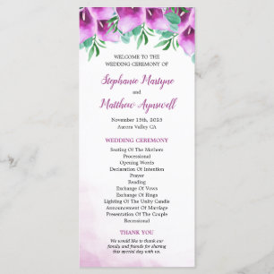 Purple Calla Lily Floral Wedding Ceremony Program