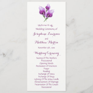 Purple Calla Lily Floral Wedding Ceremony Programs