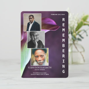 Purple Calla Lily Funeral Program with 3 Photos