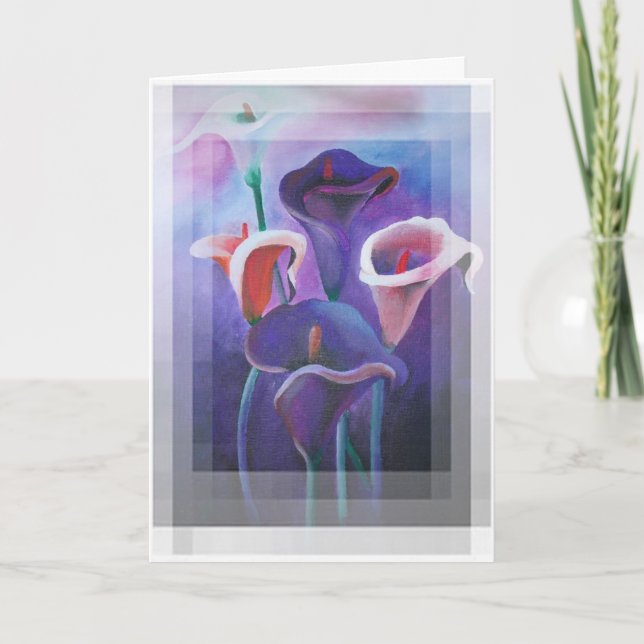 Purple Callas Lilac And Purple Art Thank You Card (Front)