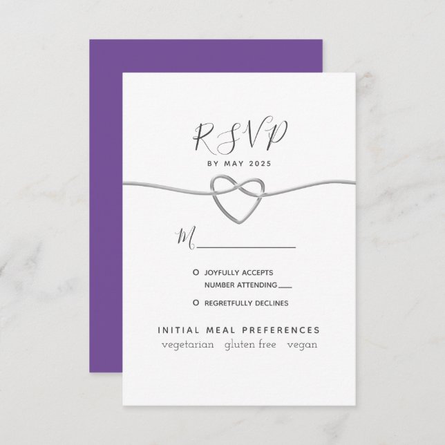 Purple Calligraphy Wedding RSVP Card (Front/Back)