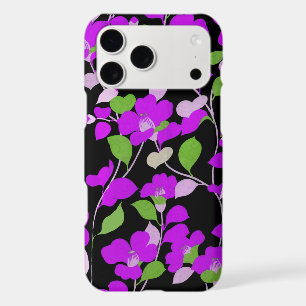 PURPLE CAMELLIAS,WHITE GREEN LEAVES BLACK Floral