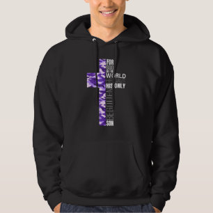 Purple Camo Christian Cross Women Men Kids Verse Hoodie