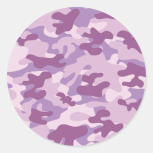 Purple Camo Design Classic Round Sticker