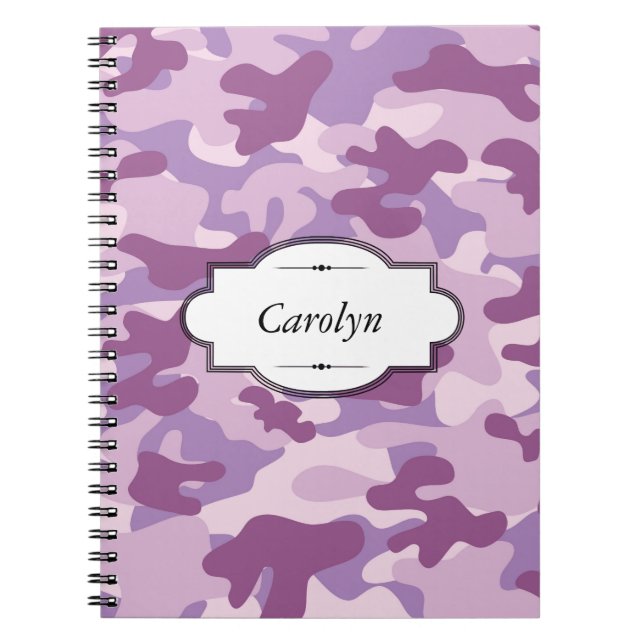 Purple Camo Design Personalised Notebook (Front)