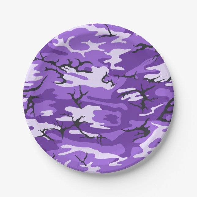 Purple Camo Paper Plate (Front)