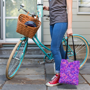 purple camo pattern tote bag