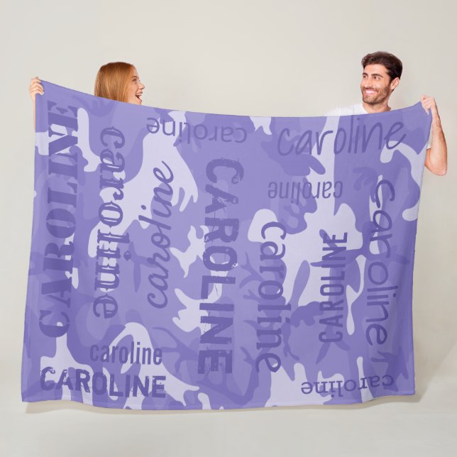 Purple Camo Personalised Fleece Blanket (In Situ)