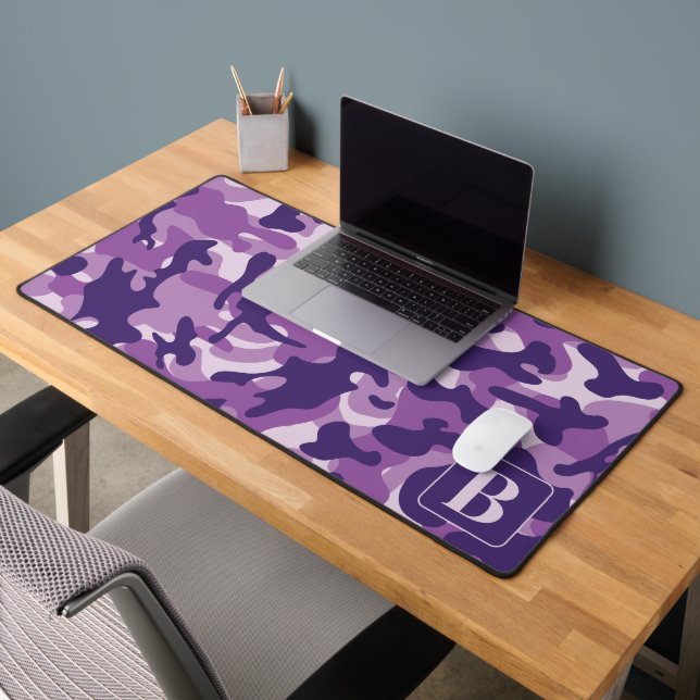 Purple Camo Personalised Girly Monogram Camouflage Desk Mat (Office 2)