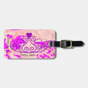 Purple Camo Princess Crown Luggage Tag