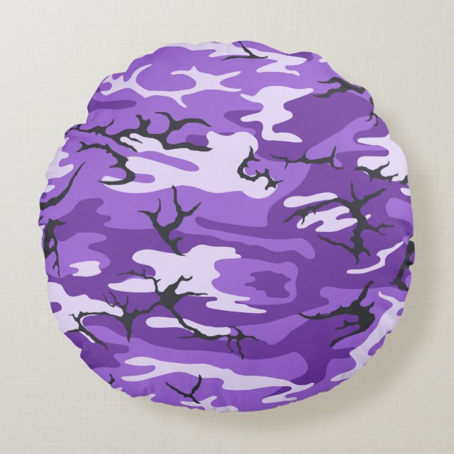 Purple Camo Round Cushion (Front)