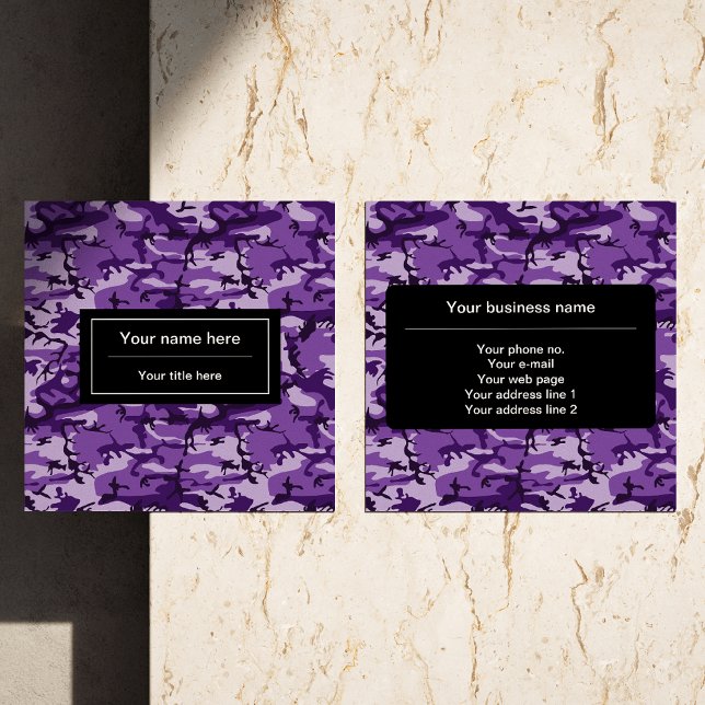 Purple Camouflage, Camouflage, Military, Army Square Business Card (Creator Uploaded)