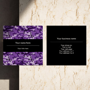 Purple Camouflage, Camouflage, Military, Army Square Business Card