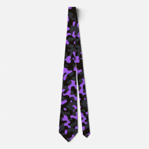 Purple Camouflage in Dark Slate Grey and Jet Black Tie