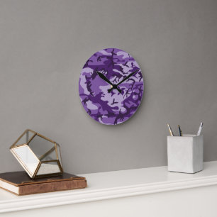 Purple Camouflage, Military, Army Round Clock