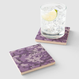 Purple Camouflage, Military, Army Stone Coaster