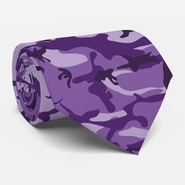 Purple Camouflage, Military, Army Tie (Rolled)